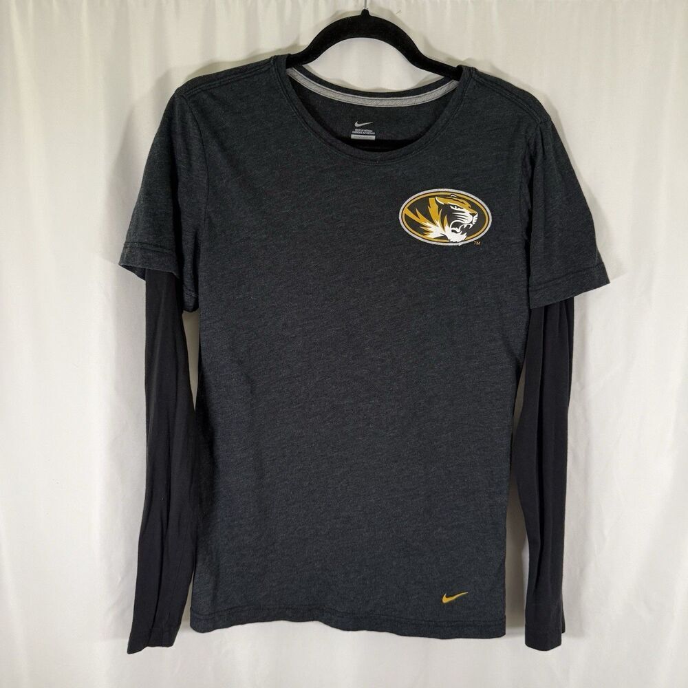 Missouri Tigers Nike Shirt Women's Large Dark Grey Built In Long Sleeve Under